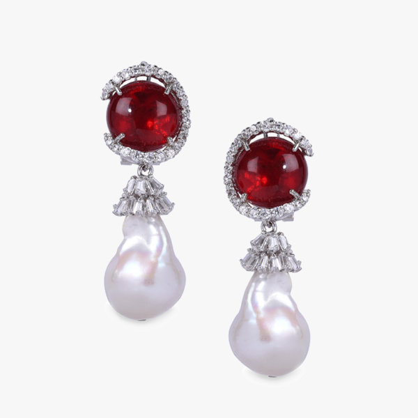 garnet and pearl drop earrings